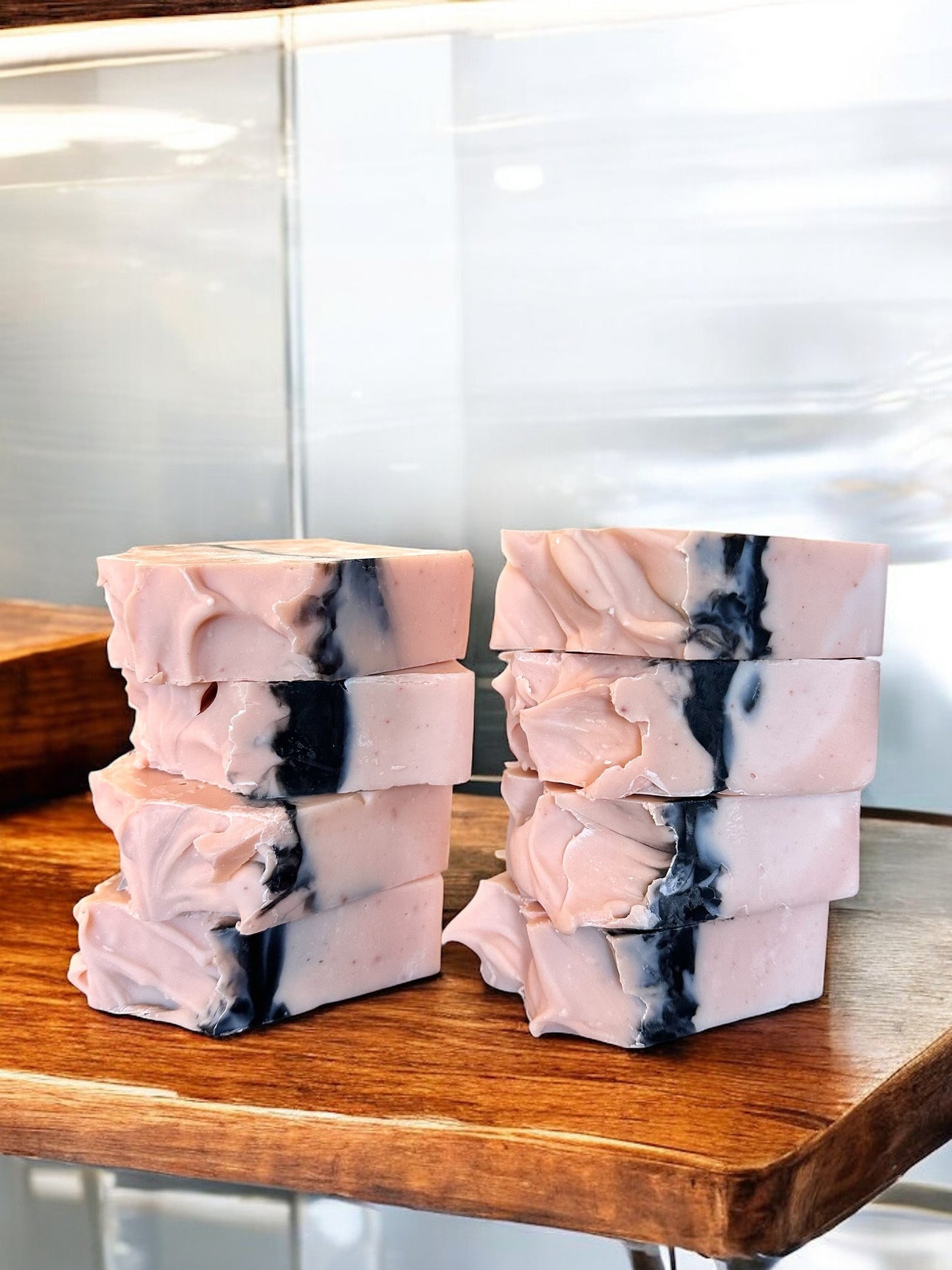 Blossom & Cedar Bar - (Rose, Lavender, Patchouli, Orange, Ylang Ylang & Cedarwood Essential Oil, French Pink Clay, Charcoal, Natural Bar Soap)